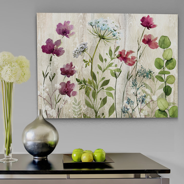 Gracie Oaks Meadow Flowers I - Picture Frame Print On Canvas & Reviews | Wayfair