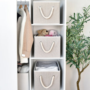 Bamboo Style Storage Fabric Box Set (Set of 3)