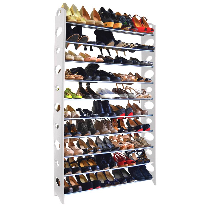 Rebrilliant 10 Tier Plastic 50 Pair Shoe Rack Reviews Wayfair