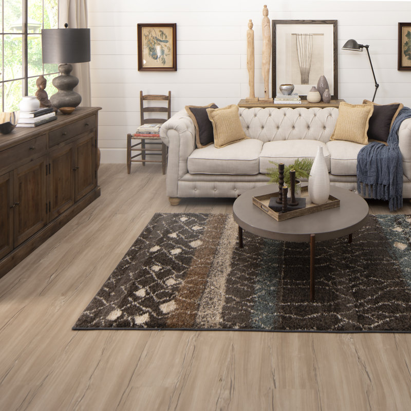 Bungalow Rose Allendale Abstract Brown Ivory Teal Taupe Gray Area