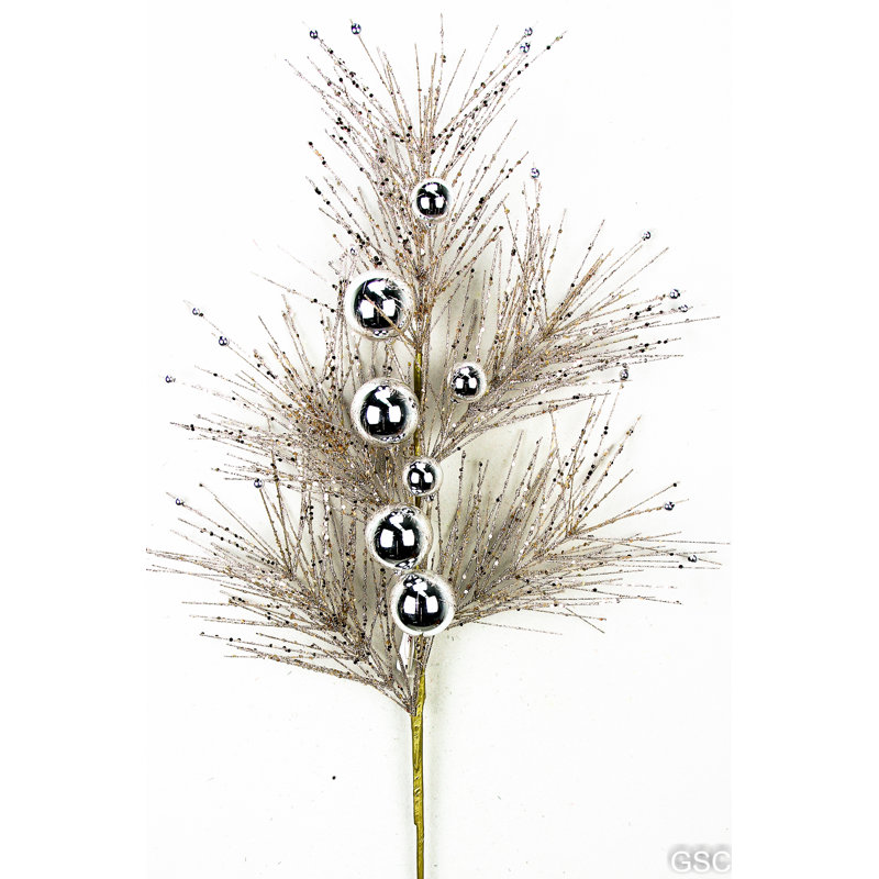 Dazzling Glitter Ornament Ball Christmas Spray Floral Arrangement