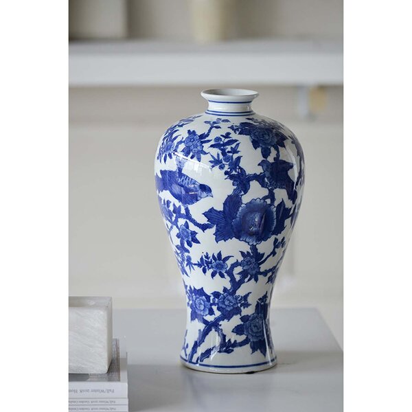 Tabletop Classic Style Flower Vases Porcelain White Blue Chinese Style Container 