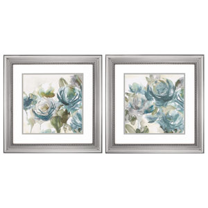 Watercolor Flowers' 2 Piece Framed Painting Print Set