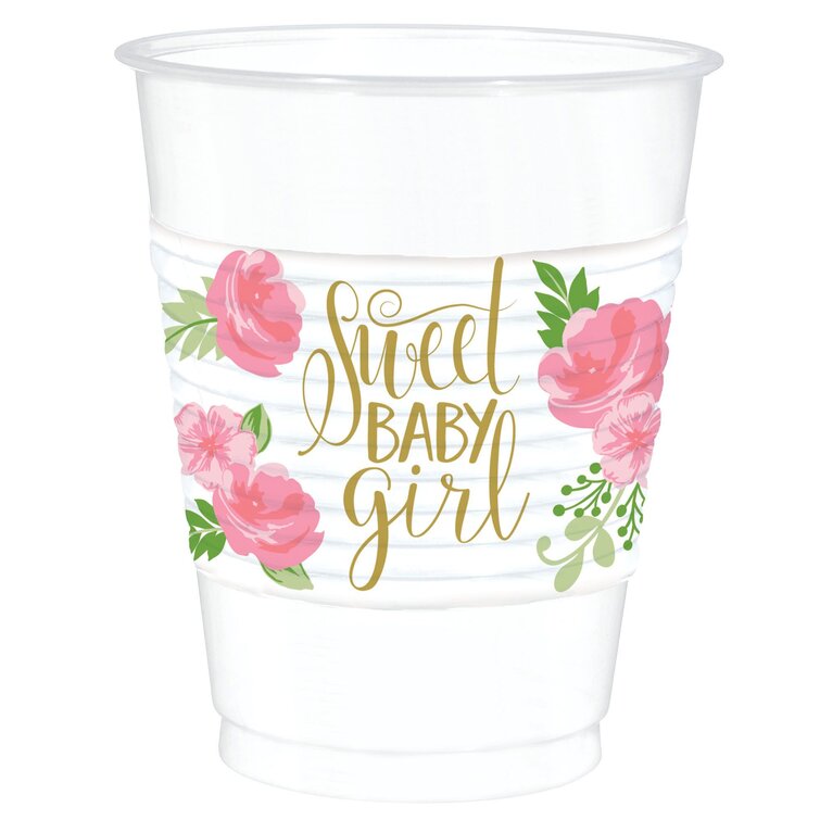 Lovely in White Rose Floral Bridal Shower Wedding Party 9 oz Paper Cups
