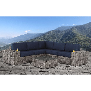 Feaster Resort Grade Cup Holder 8 Piece Rattan Sunbrella Sectional Seating Group by Orren Ellis Herry Up