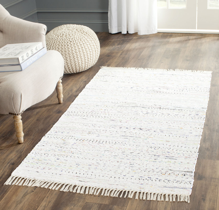 Penrock Way Handwoven Cotton White Area Rug Reviews Allmodern Penrock Way Handwoven Cotton White Area Rug