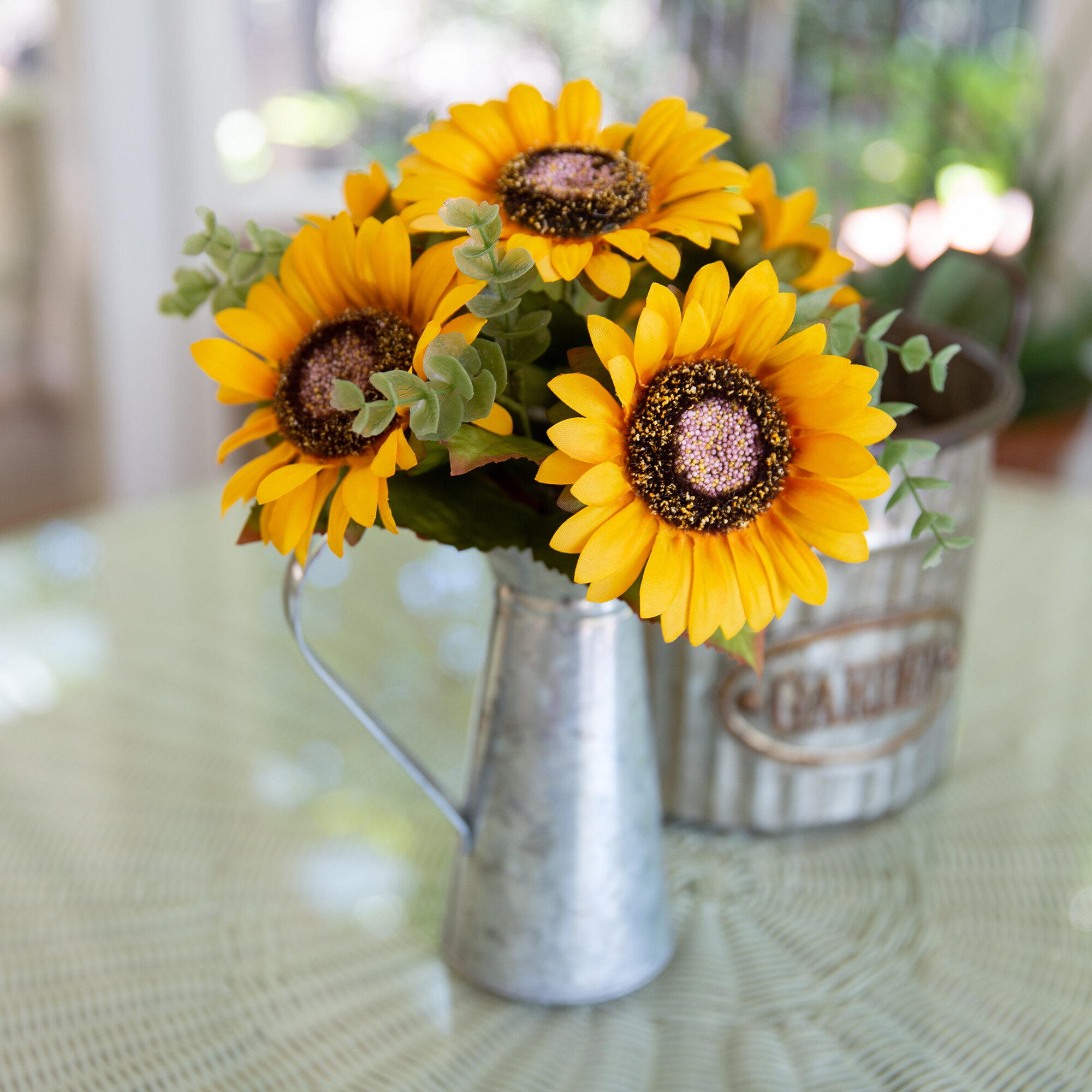 August Grove Sunflowers Floral Arrangement In Jar Reviews Wayfair