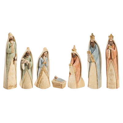 7 Piece Gilded Nativity Scene Set