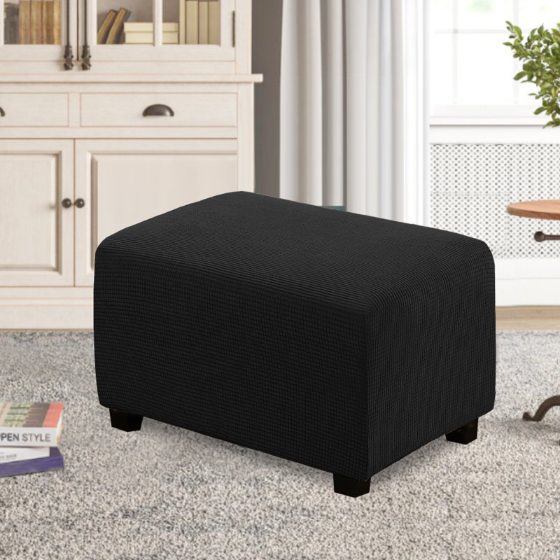 Jacquard Box Cushion Ottoman Slipcover