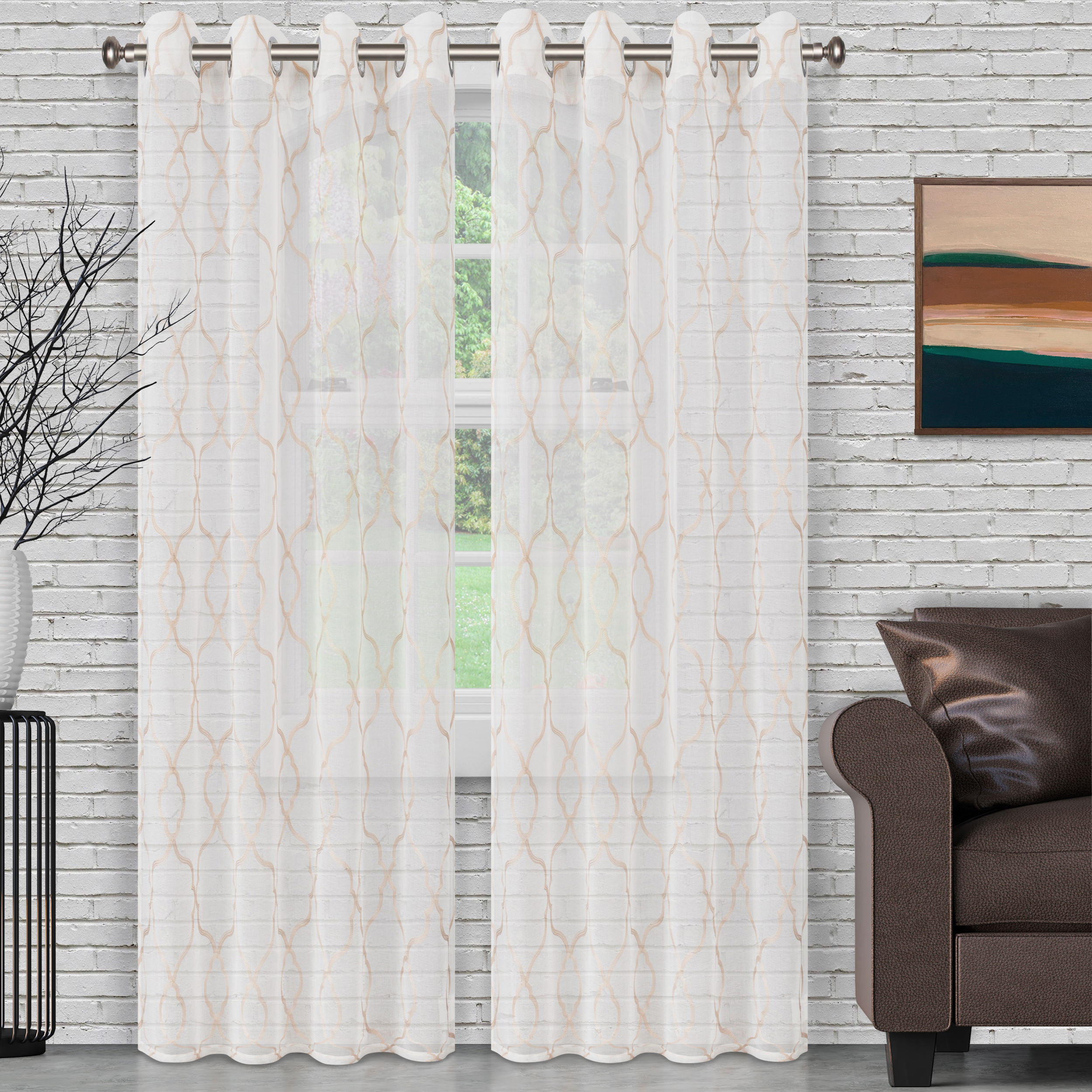 House Of Hampton Chesterhill Lightweight Geometric Sheer Grommet