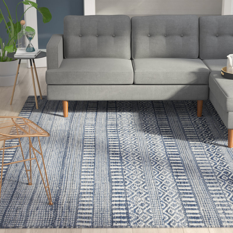 Langley Street Firenze Hand Woven Wool Ivory Blue Area Rug Reviews Wayfair