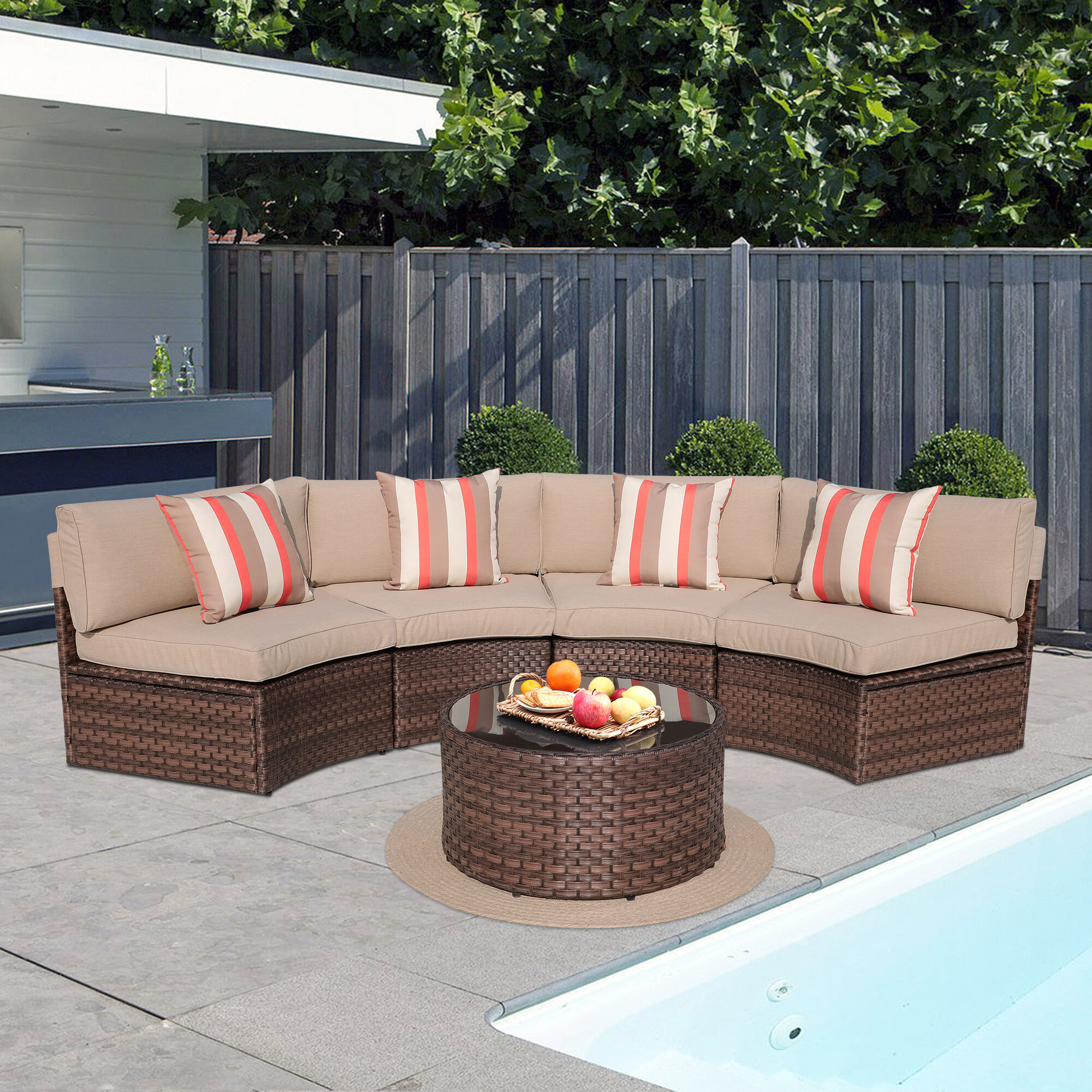 Latitude Run® Rasmus Polyethylene (PE) Wicker 4 - Person Seating Group ...