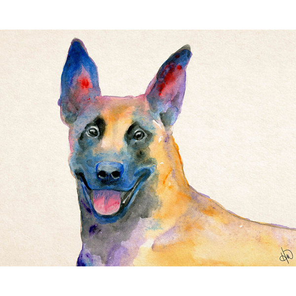 Ebern Designs Wodan Colorful German Shepherd Dog Print Wayfair