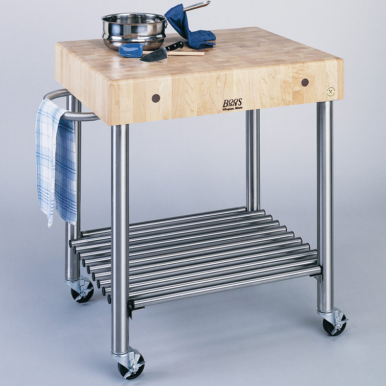 Cucina Americana D'Amico Kitchen Cart with Butcher Block Top