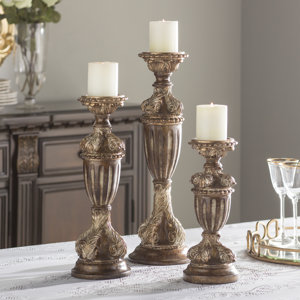 Columbiaville 3 Piece Resin Villa Candlestick Set