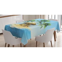 Tree Tablecloths for Party,Tropical Coconut Tree by The Sea,Wrinkle Free Anti-Fading Spill Proof Table Cover for Kitchen,Dinning,54×72 in,Multicolor