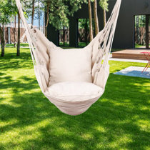 300LBS Hammock Chair Swing Chair Hanging Cotton Rope Home Garden Patio w/ Seat 