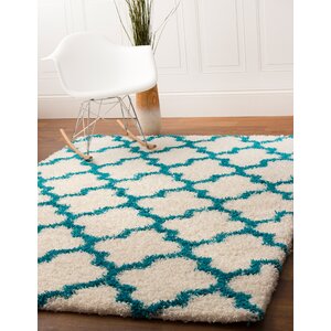 Keithsburg White/Turquoise Area Rug