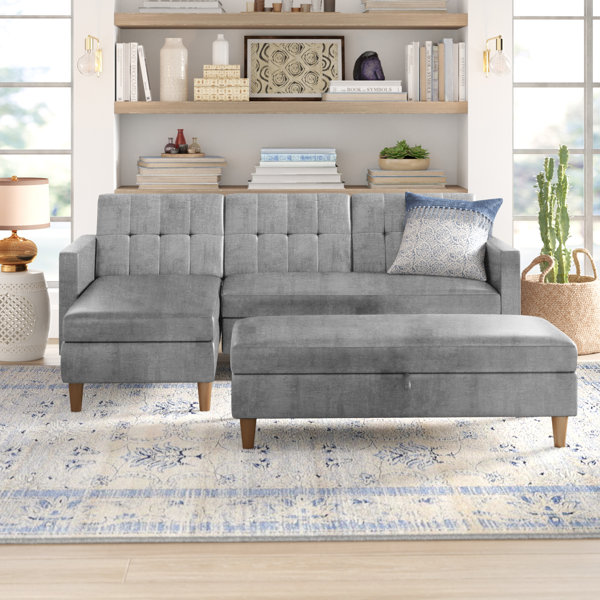 Mistana Cordell Reversible Sleeper Sofa Chaise With Ottoman Reviews Wayfair