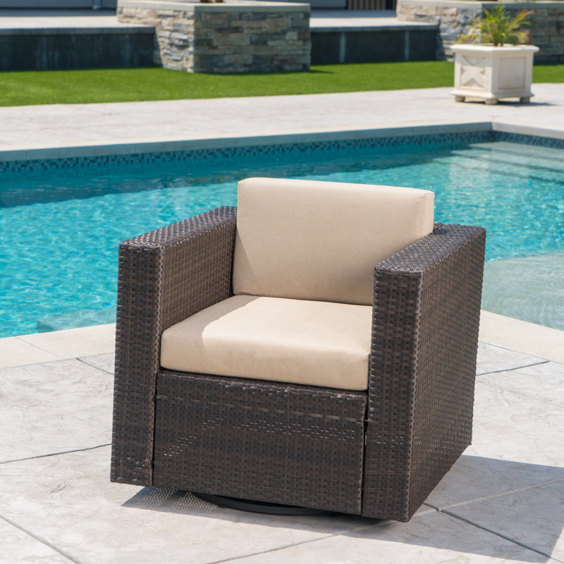 Brice Outdoor Swivel Club Chair With Cushions Reviews Joss Main