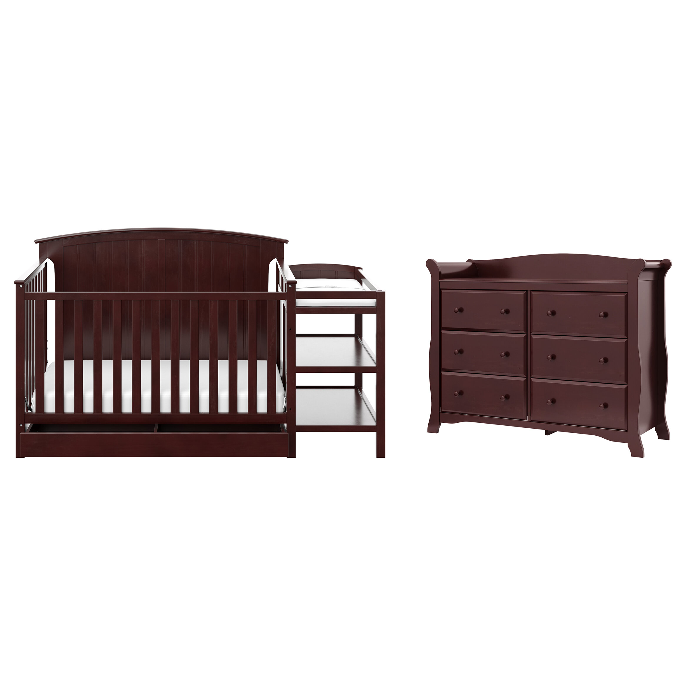 espresso crib and dresser set