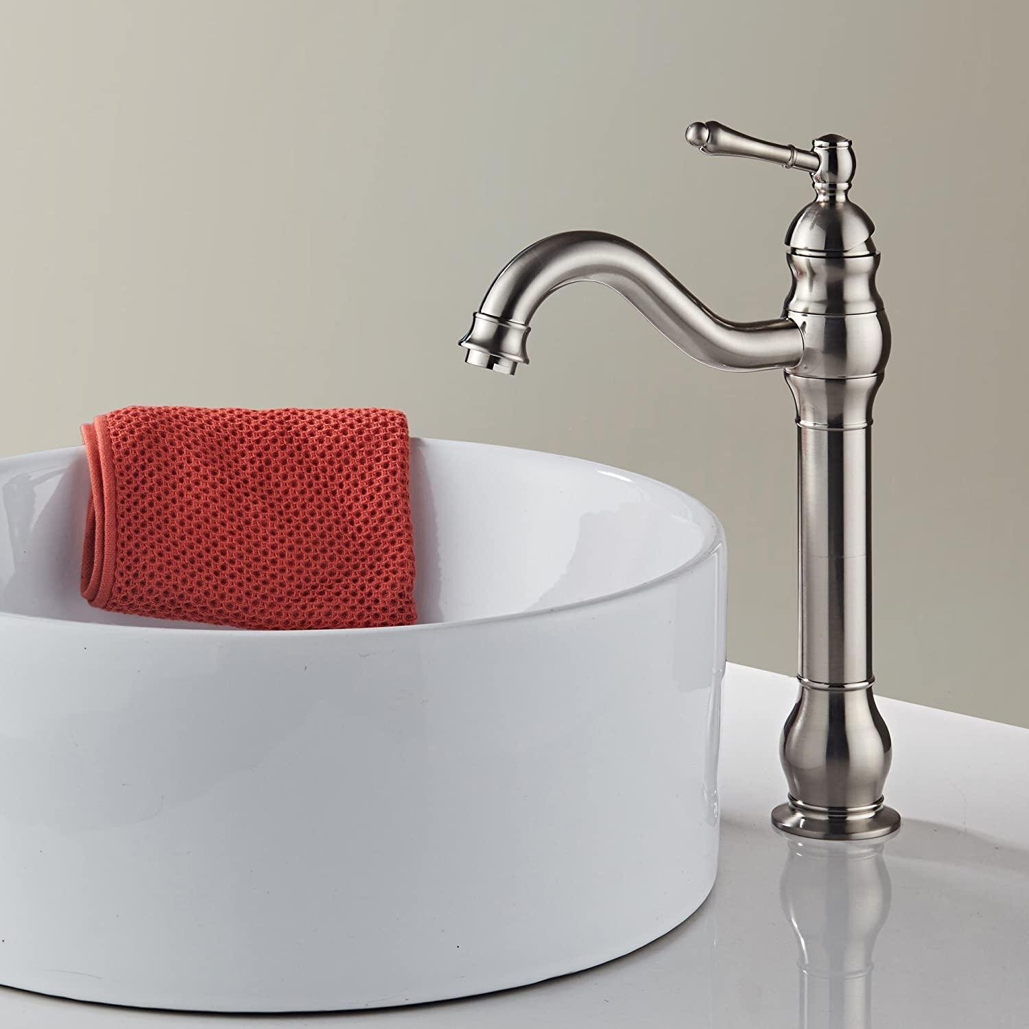 Black & Silver 12.6" Bathroom Basin Sink Mixer Faucet 1 Handle Deck Mounted Taps 