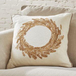 Wheat Wreath Embroidered Pillow Cover