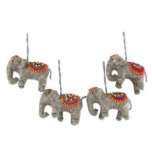 Indian Brown/Silver Color Elephant Ornament Large Perfect Christmas Gift 