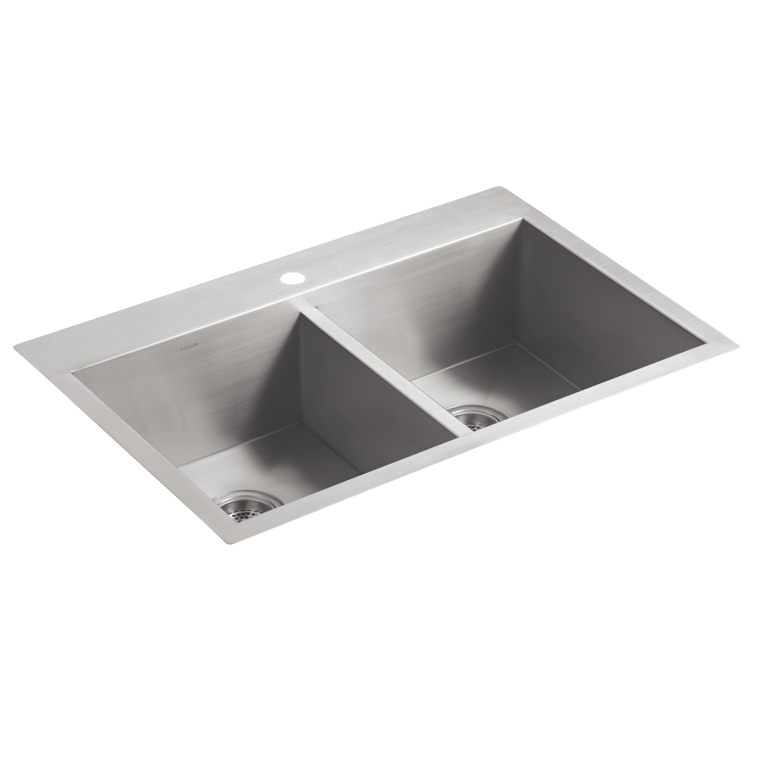 Vault 33 L X 22 W X 9 5 16 Double Bowl Kitchen Sink With Single Faucet Hole