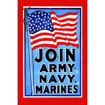 'Join - Army - Navy - Marines' Graphic Art - Military Wall Decorations