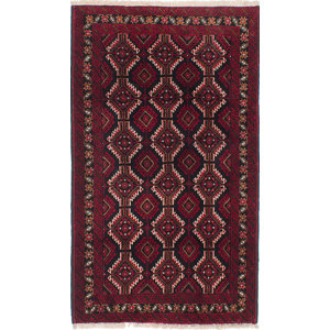 One-of-a-Kind Finest Baluch Wool Hand-Knotted Red Area Rug