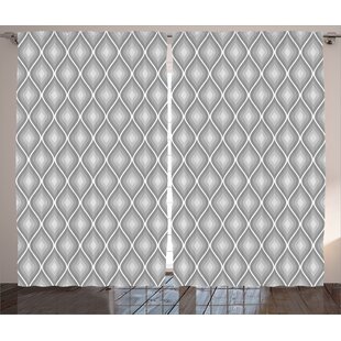 Chilmark Gray Rhombus Forms In Victorian Stylized Authentic Dual Linked Bound Interior Angle Shapes Graphic Print Text Semi Sheer Rod Pocket Curtain