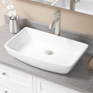 Vitreous China Rectangular Vessel Bathroom Sink with Faucet