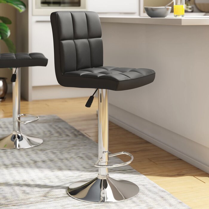 Orren Ellis Renea Swivel Adjustable Height Bar Stool & Reviews | Wayfair