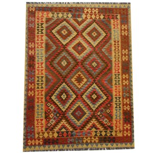 Kilim Hand-Woven Red Area Rug