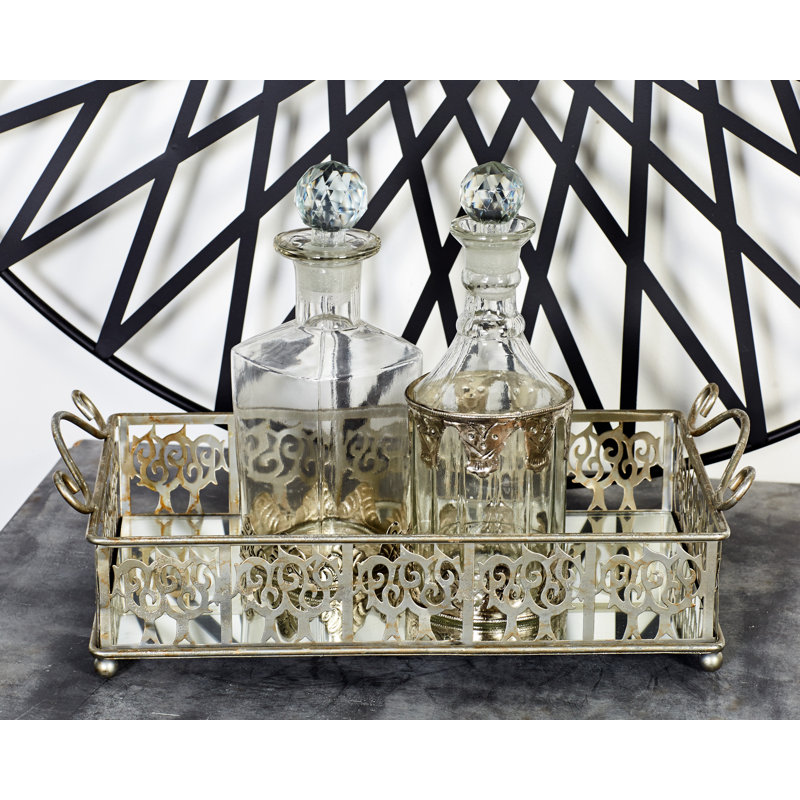 Cole Grey Metal Mirror 3 Piece Vanity Tray Set Wayfair