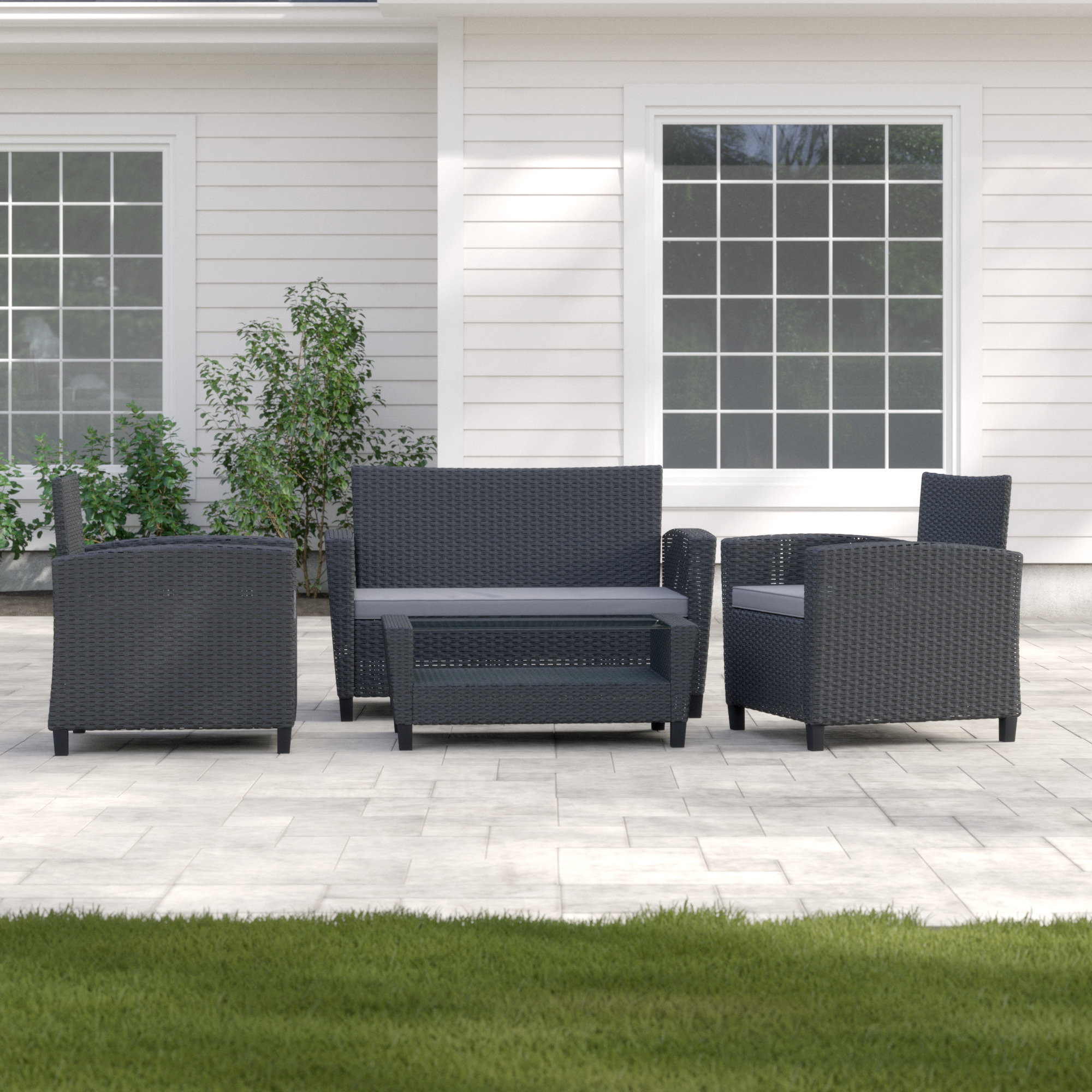 Sol 72 Outdoor Lancashire 4 Piece Rattan Sofa Seating Group With 4 Piece Rattan Sofa Seating Group