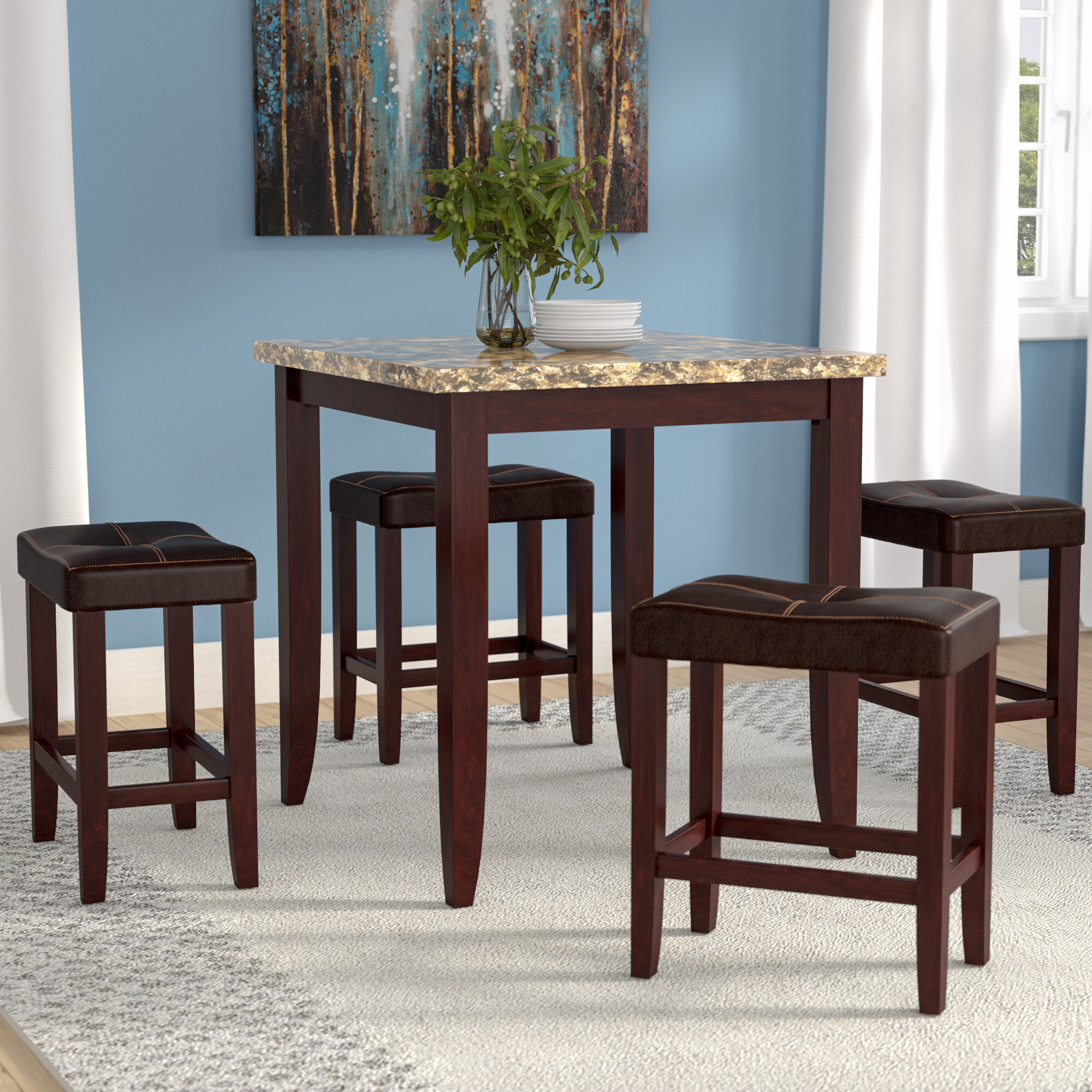 Latitude Run Dejean 5 Piece Counter Height Dining Set Reviews