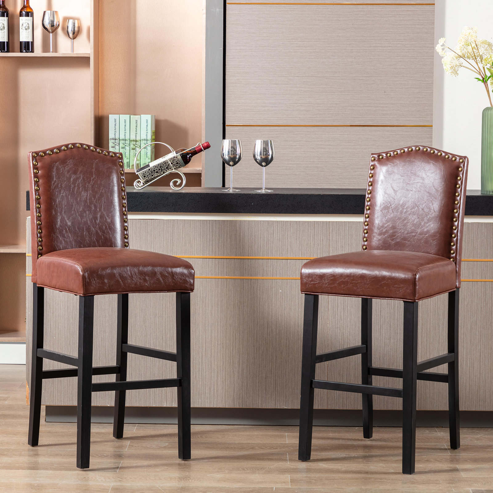 wayfair stools leather