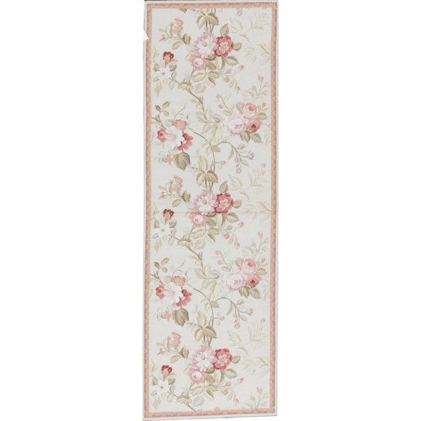 Bokara Rug Co Inc Runner Floral Hand Knotted Wool Pink Light Green Area Rug Wayfair