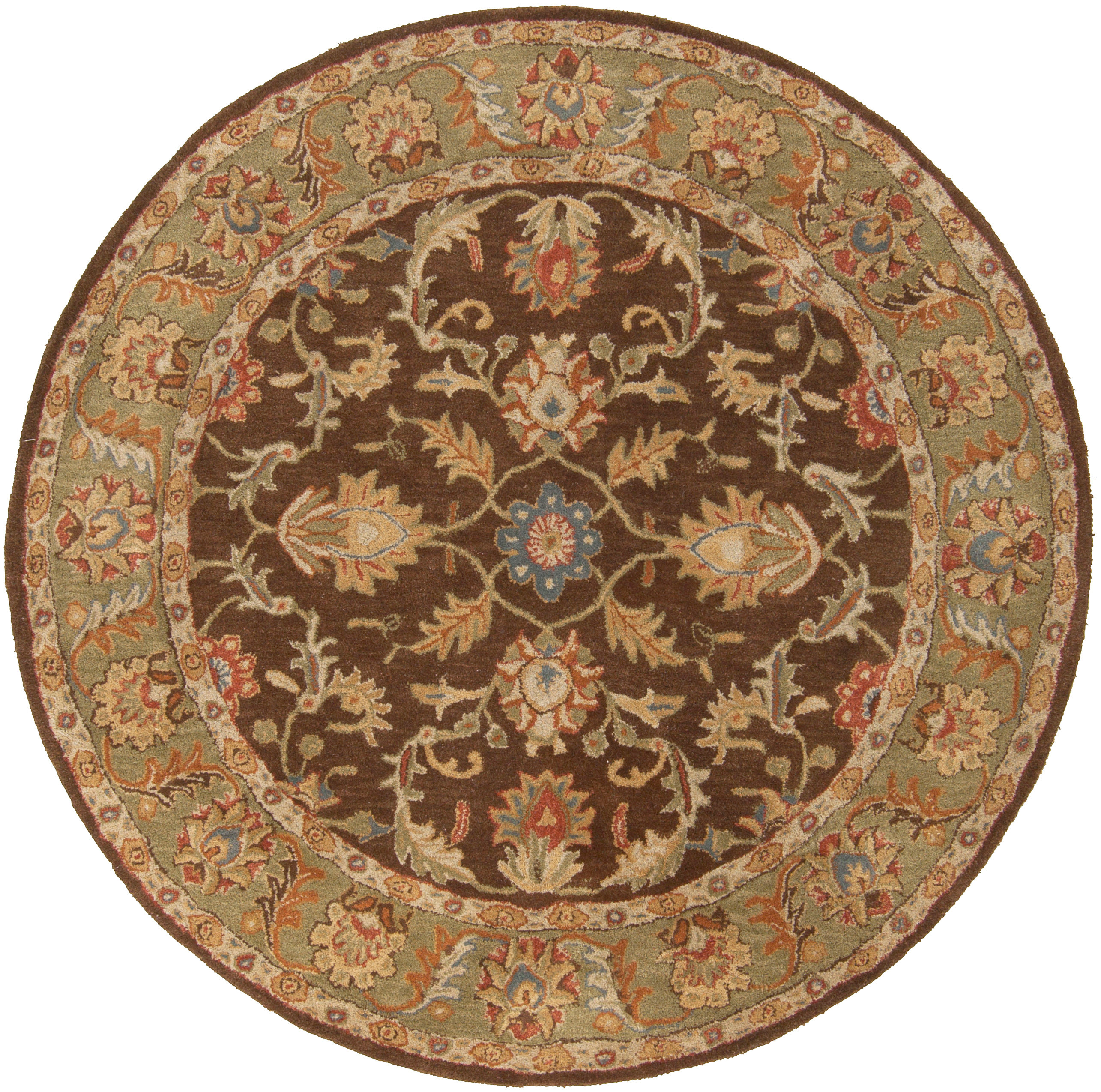 Charlton Home® Waterston Handmade Tufted Wool Dark Brown/Camel Rug