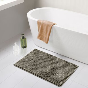 3 Piece Mixed Shiny Chenille Bath Mats Set Made with super soft Microfiber Gray. 