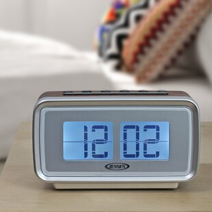 HOTSO Digital Travel Alarm Clock Battery Operated USB Recharging Simple Silent Sound Control with LED Time Temperature Thermometer Calendar Display Wooden Clock For Kids Friends