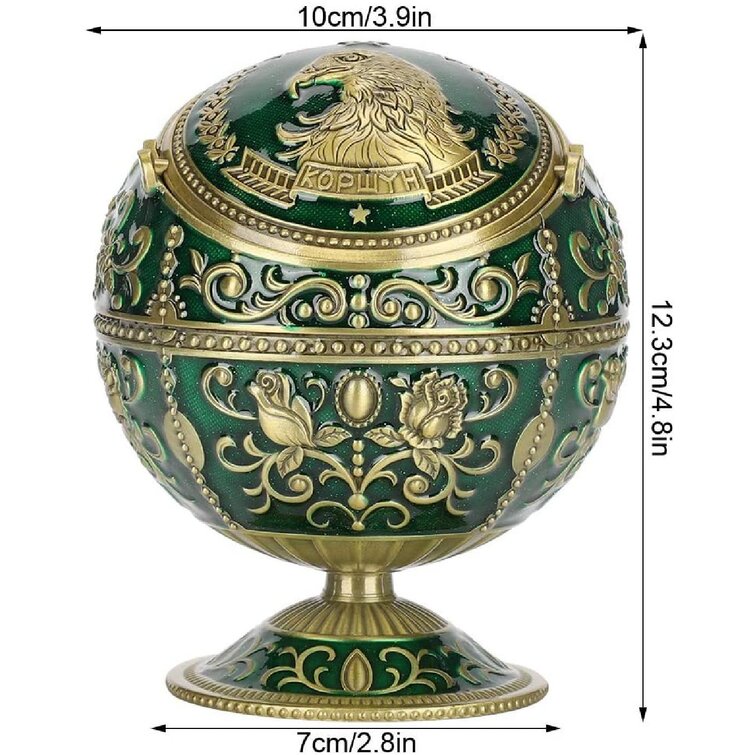 Ancient Metal Crafts Globe Ashtray Room Decoration Home Decor Gift For Father 