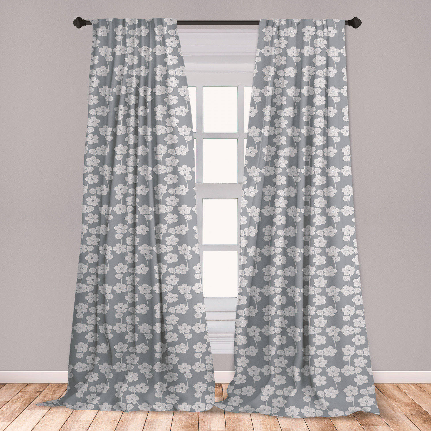 East Urban Home Ambesonne Geometric Curtains Flower Patterned