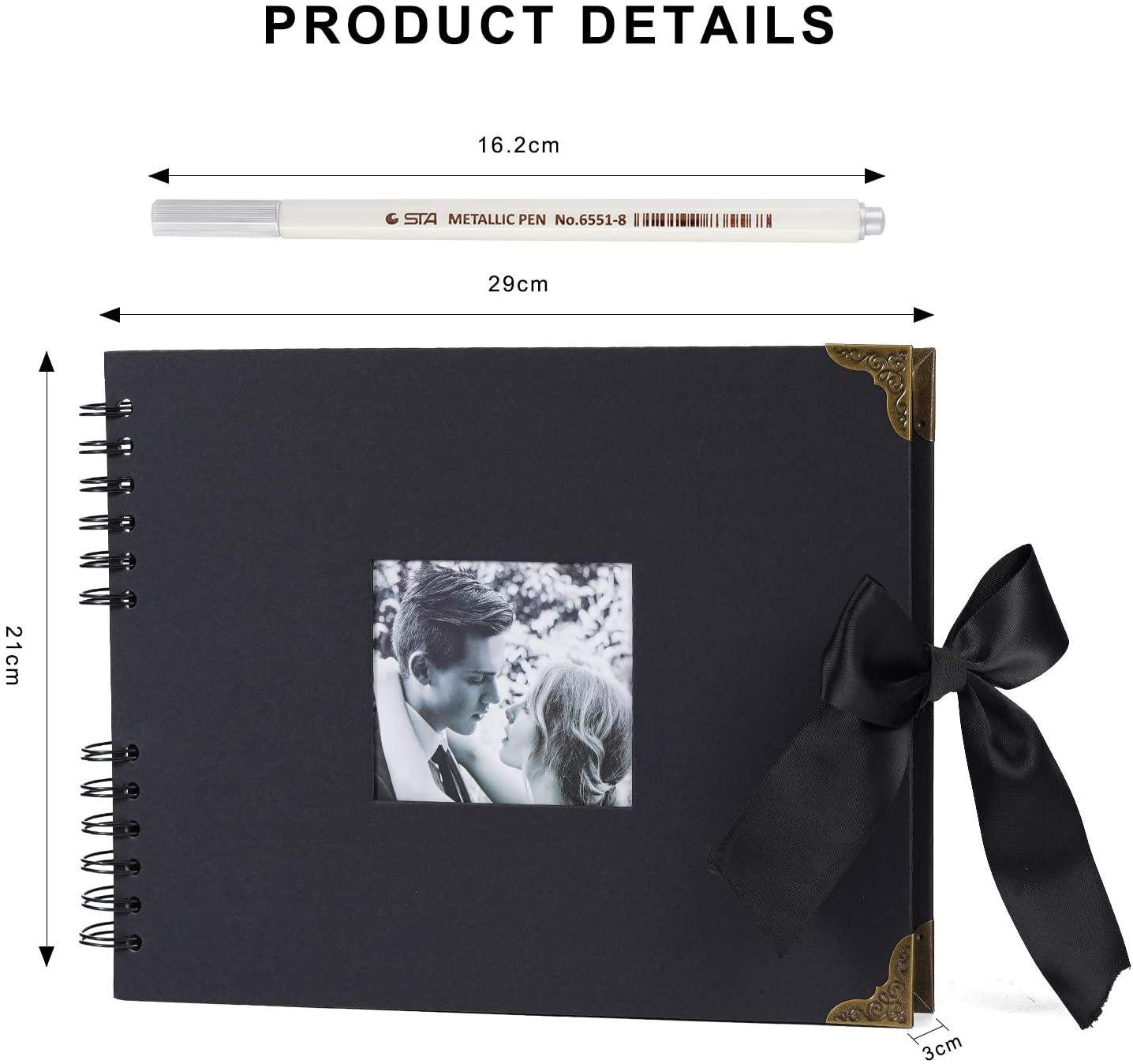 80 Pages DIY Scrapbook Album Craft Paper Wedding Anniversary Photo Album black 80 Pages DIY Scrapbook Album Craft Paper Wedding Anniversary Photo Album black