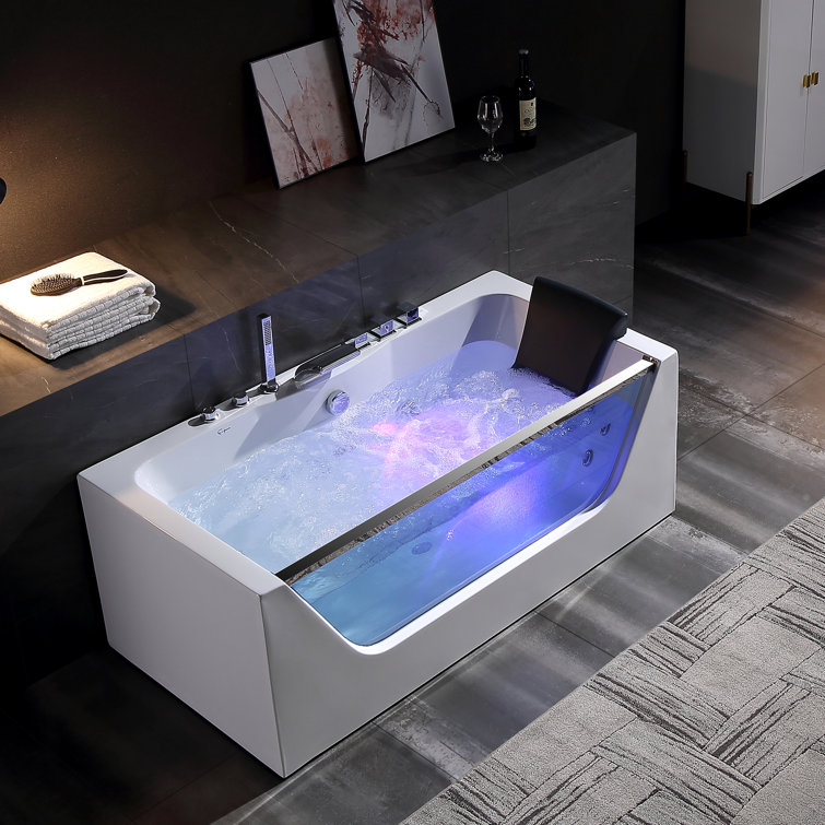 Empava AllInOne Style 59" X 30" Acrylic Rectangle Whirlpool Bathtub