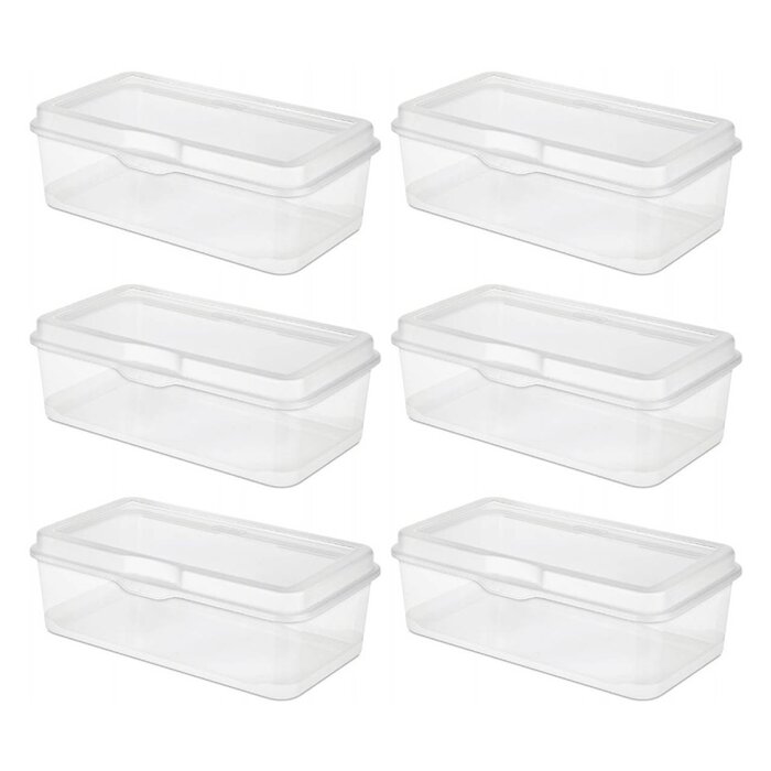 Rubbermaid Commercial Products 6-Pack Fliptop Stackable Latching Storage Plastic Box Set