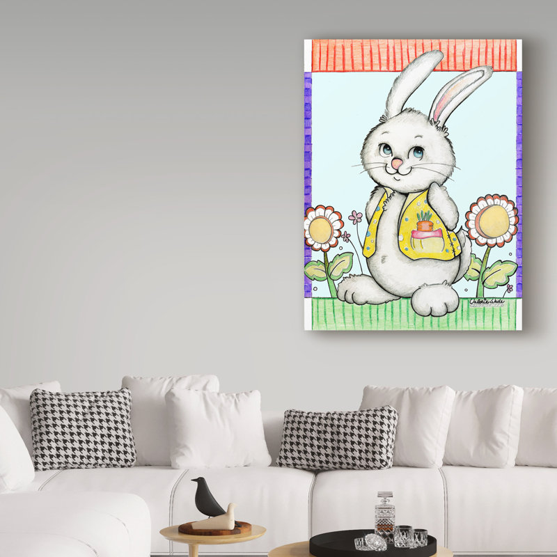 Trademark Art Bunny In Yellow Acrylic Painting Print On Wrapped