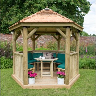 Furnished 3.3m X 2.9m Wooden Gazebo With Cedar Roof By Sol 72 Outdoor